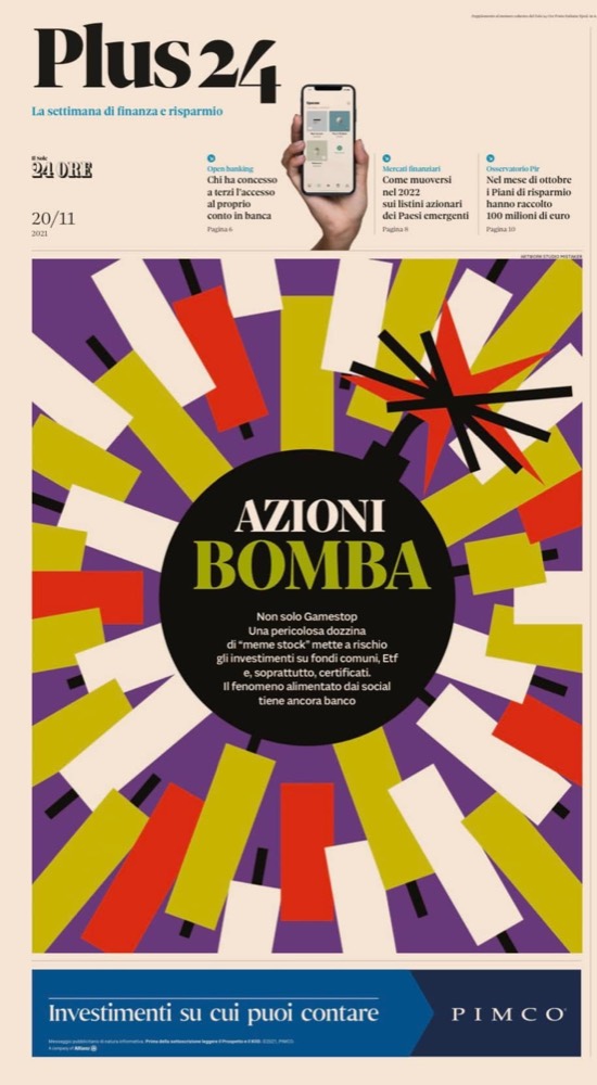 Copertina di Plus24, settimanale del Sole 24 Ore, del 20 novembre 2021